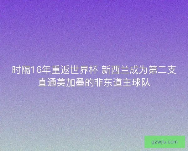 时隔16年重返世界杯 新西兰成为第二支直通美加墨的非东道主球队