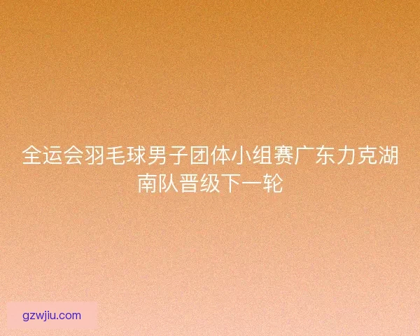 全运会羽毛球男子团体小组赛广东力克湖南队晋级下一轮